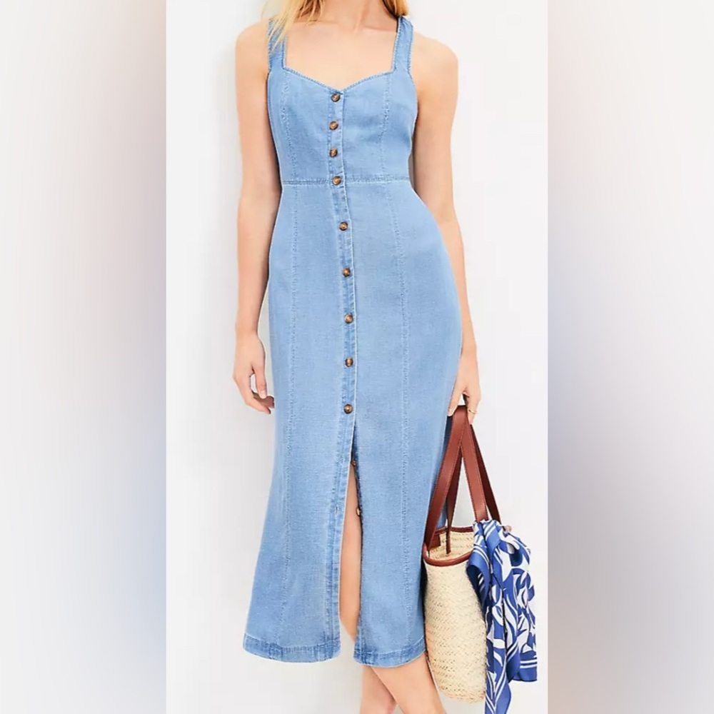 LOFT Blue Denim Midi Dress